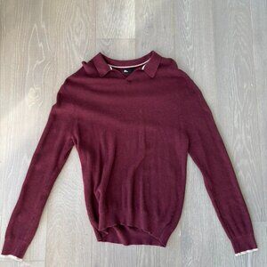 The Commons - Burgundy Ribbed Johnny Collar Sweater Polo